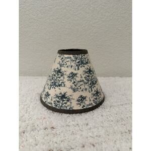 Small Vintage Black Toile Lampshade Clip On Shade Blue and Cream Cottage Core